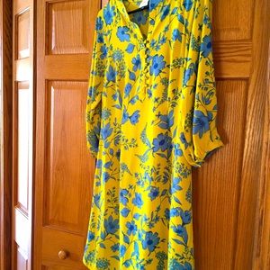 Cabi style#5794 Lemon Drop Dress yellow and blue
